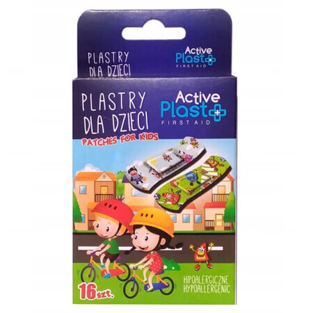 ActivePlast, Pflaster für Kinder, hypoallergen, 7 cm x 2 cm, 16 Stück