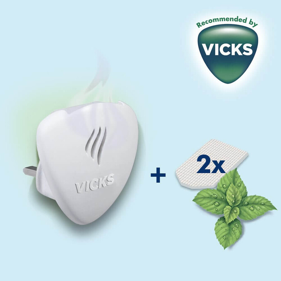 Vicks Comforting Vapors, Kontaktöl-Diffusor + 2 Nachfüllpackungen, Menthol-Duft