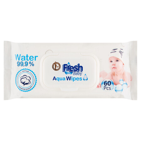 Aqua Wipes Fresh Baby, wasserbefeuchtete Feuchttücher, Baumwolle, 60 Stück