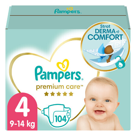 Pampers Premium Care, diapers size 4, 9-14 kg, 104 pcs