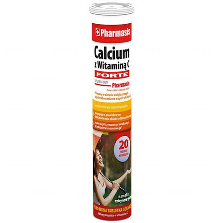 Pharmasis Calcium avec Vitamine C Forte, arôme citron, 20 comprimés effervescents