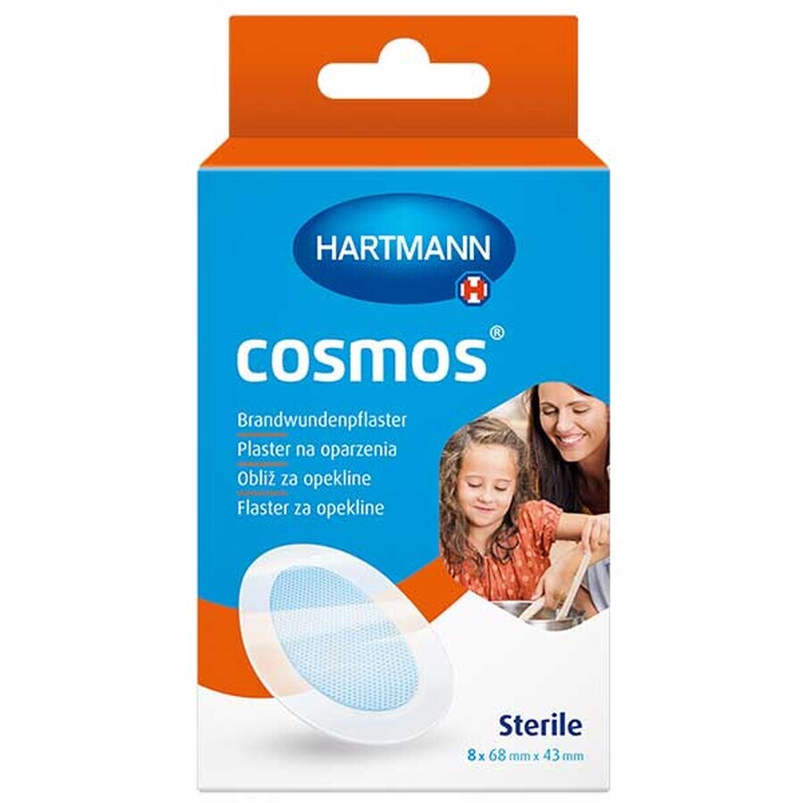 Cosmos, plasture pentru arsuri, hidrogel, impermeabil, steril, 68 mm x 43 mm, 8 bucăți