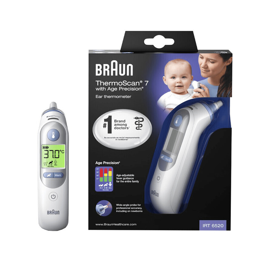 Braun ThermoScan 7 IRT6520, Ohrthermometer mit Age Precision