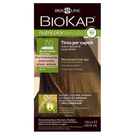 Biokap Nutricolor Delicato Rapid, Haarfarbe, 7.0 mittel naturblond, 135 ml