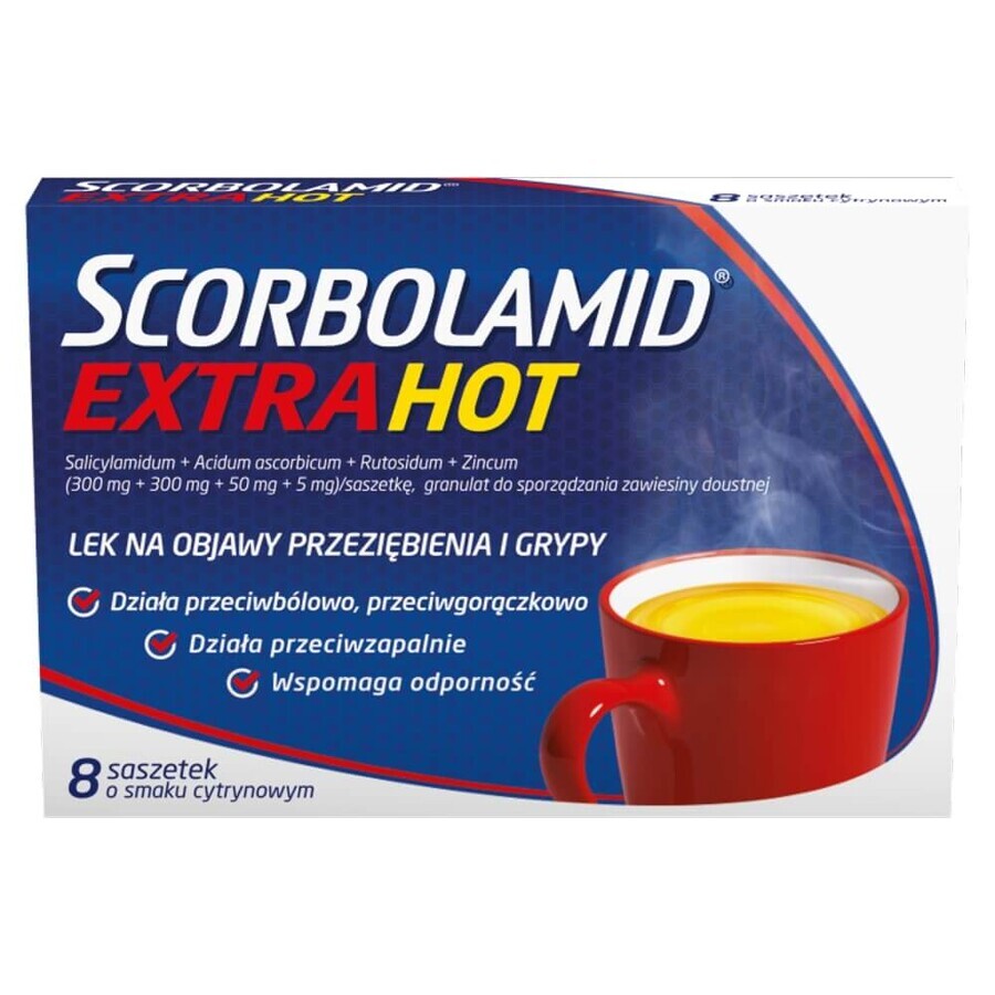 Scorbolamid Extra Hot 300 mg + 300 mg + 50 mg + 5 mg, 8 Portionsbeutel