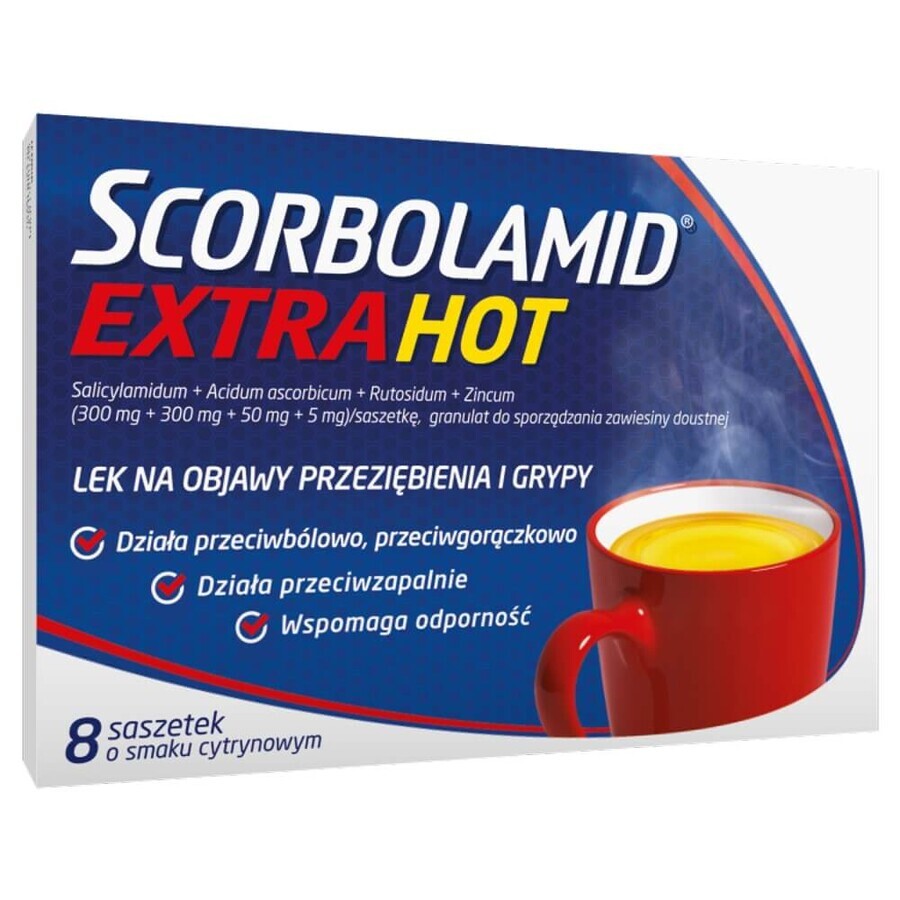 Scorbolamid Extra Hot 300 mg + 300 mg + 50 mg + 5 mg, 8 Portionsbeutel