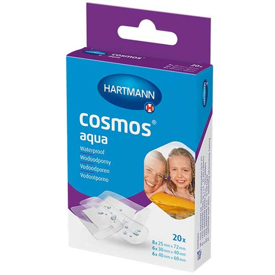 Cosmos Aqua, wasserfeste Pflaster mit Verband, 20 Stück