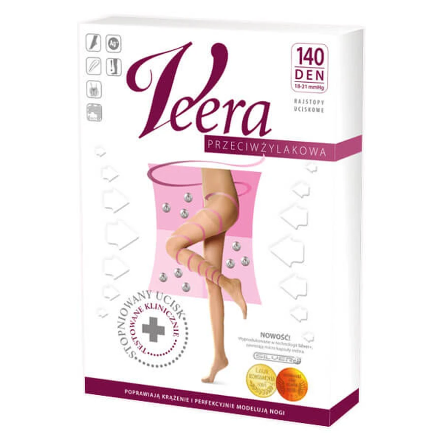 Veera Przeciwżylakowa, Kompressionsstrumpfhose, 140 den, Größe 4, schwarz