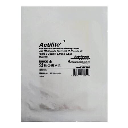 Actilite, Verband mit 99% Manuka Honig + 1% Manuka Öl, steril, 10 cm x 20 cm, 1 Stück