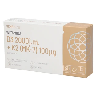 SEMA Lab Vitamin D3 2000 IU + K2 (MK-7) 100 µg, 60 Weichkapseln