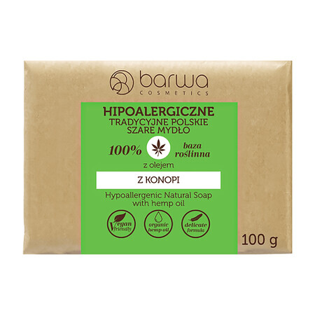 Barwa Hipoalergiczne Tradycyjne Polskie, Graue Seife, Hanföl, 100 g