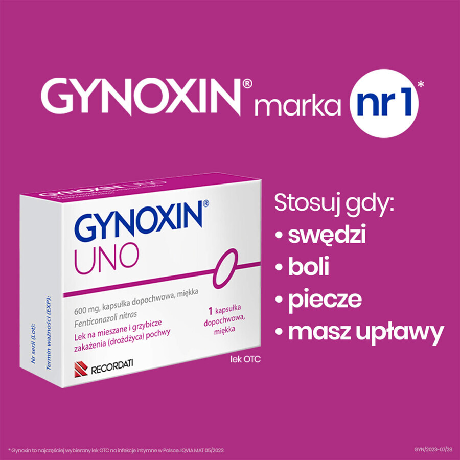 Gynoxin Uno 600 mg, 1 capsula molle vaginale