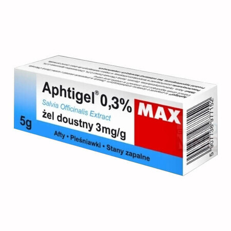 Aphtigel Max 0,3%, Gel zum Einnehmen 3 mg/g , Aphthen, Soor, Entzündungen, 5 g