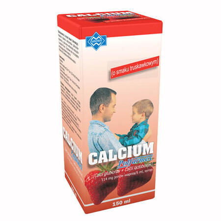 Calcium Polfarmex 114 mg/ 5 ml, Sirup, Erdbeergeschmack, 150 ml