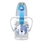 Canpol Babies, smalle fles met handvat, Schattige diertjes, 11/823, blauw, vanaf 3 maanden, 120 ml