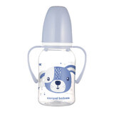 Canpol Babies, slim bottle with handle, Cute animals, 11/823, blue, from 3 months, 120 ml