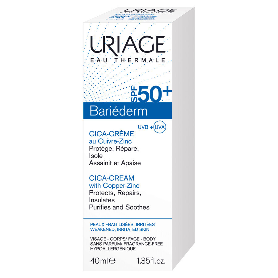 Uriage Bariederm, Cica, crème SPF 50+, 40 ml