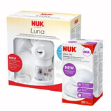 NUK, tiralatte elettrico bifasico, Luna, 1 pezzo + cuscinetti per il seno, Ultra Dry, 30 pezzi