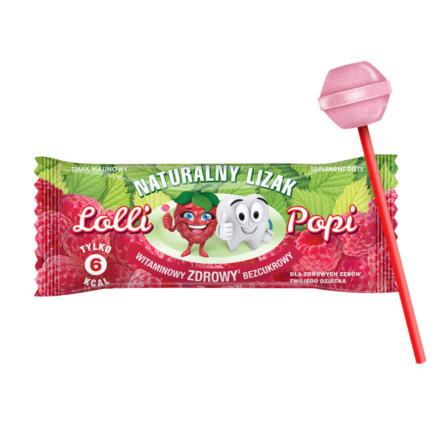 Lolli Popi Sucette naturelle vitaminée, sans sucre, goût framboise, 1 pièce