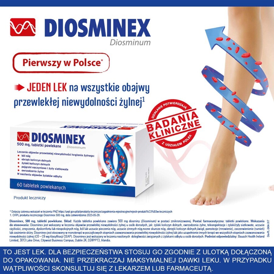 Diosminex 500 mg, 60 comprimate