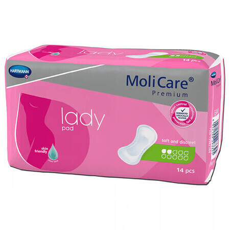 MoliCare Premium Lady Pad, Saugeinlagen, 27 cm x 11 cm, 2 Tropfen, 14 Stück