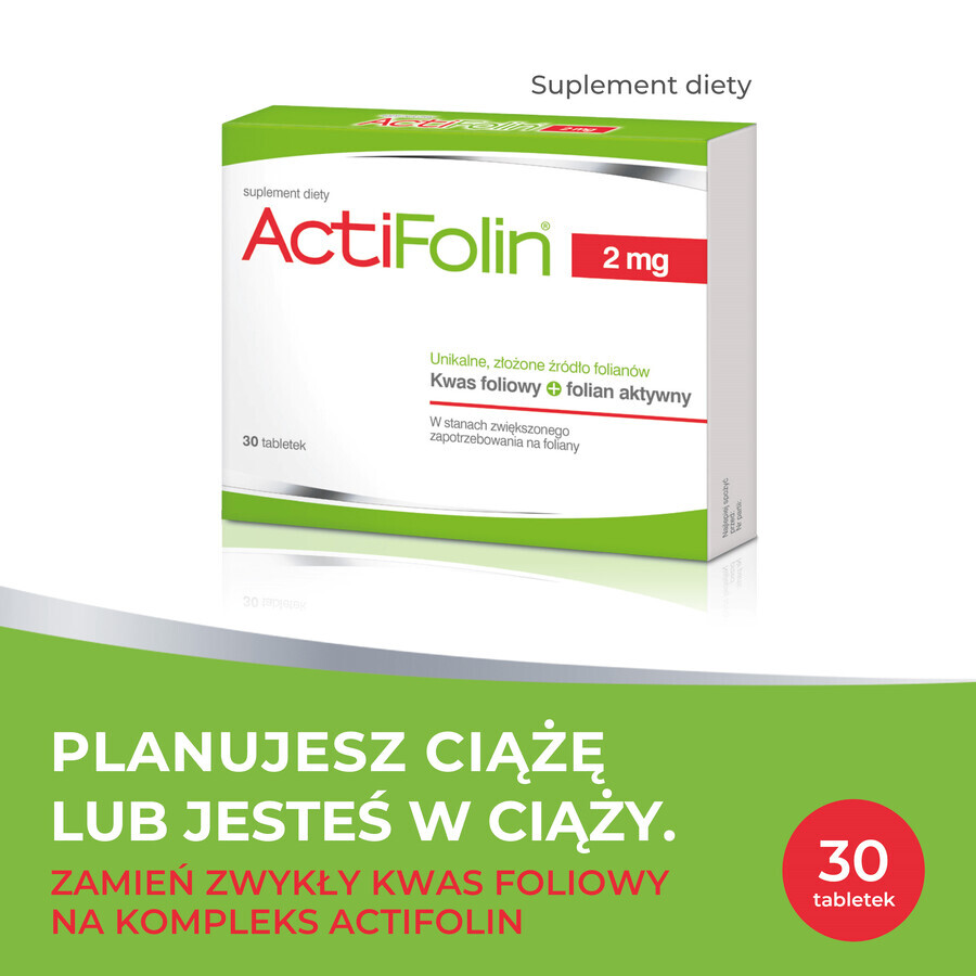 ActiFolin 2 mg, Folsäure 2000 µg, 30 Tabletten