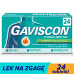 Gaviscon Tab with mint flavor 250 mg + 133.5 mg + 80 mg, 24 chewable tablets