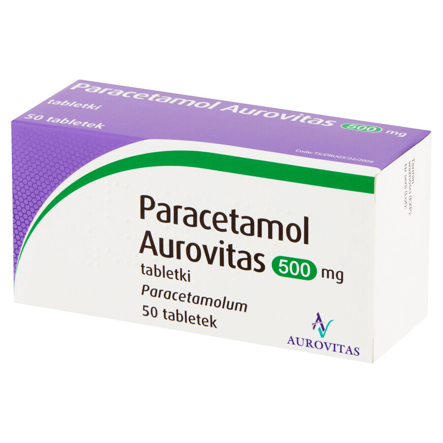 Paracetamol Aurovitas 500 mg, 50 Tabletten