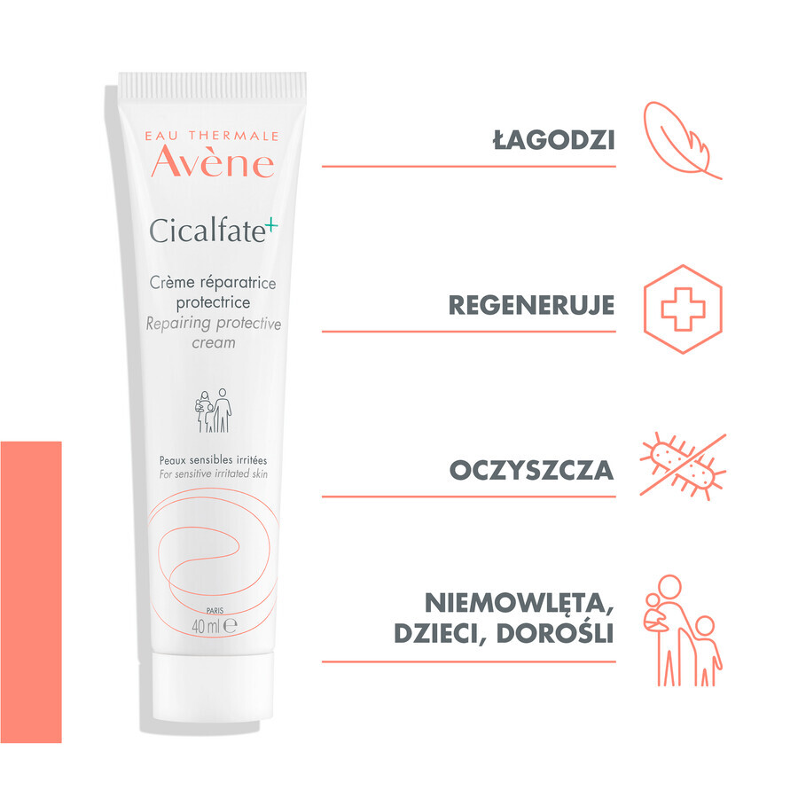 Avene Cicalfate+, regenerierende Schutzcreme für die ganze Familie, empfindliche und gereizte Haut, 40 ml