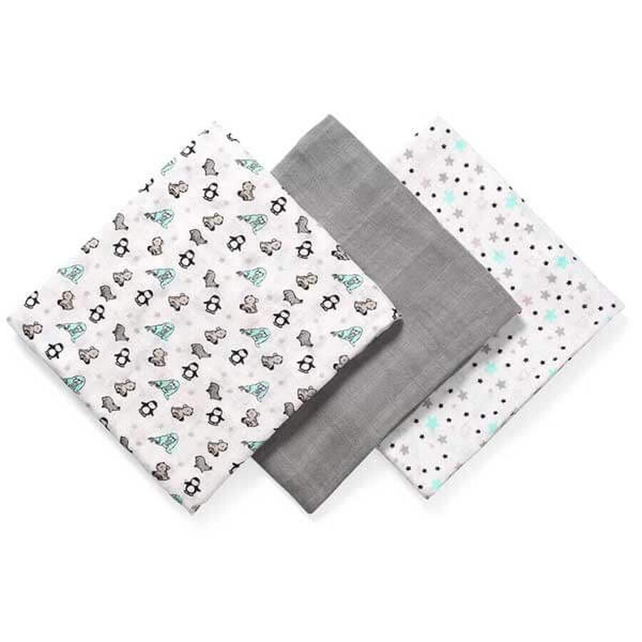 BabyOno, natural organic bamboo fiber diapers, 397/02, gray, 3 pcs