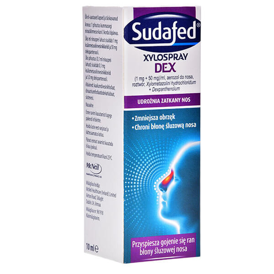 Sudafed XyloSpray DEX (1 mg + 50 mg)/ ml, Nasenspray für Kinder ab 6 Jahren und Erwachsene, 10 ml