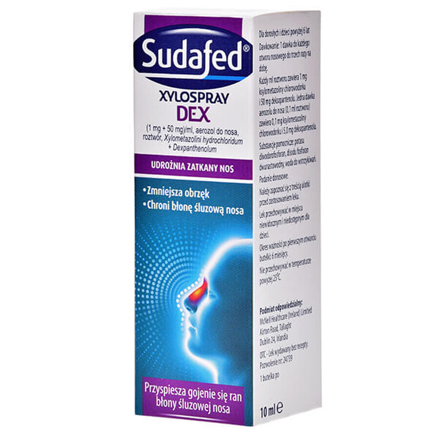 Sudafed XyloSpray DEX (1 mg + 50 mg)/ ml, Nasenspray für Kinder ab 6 Jahren und Erwachsene, 10 ml