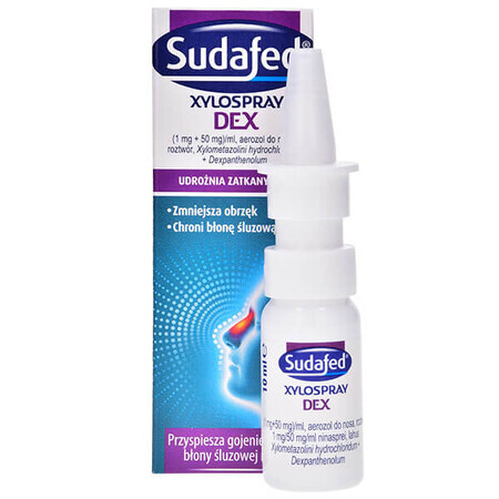 Sudafed XyloSpray DEX (1 mg + 50 mg)/ ml, Nasenspray für Kinder ab 6 Jahren und Erwachsene, 10 ml