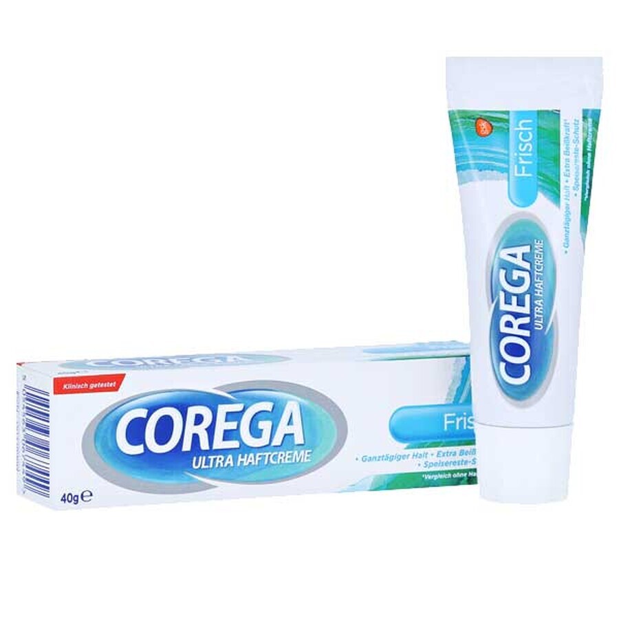 Corega Frisch, Fixiercreme für Zahnprothesen, stark minzig, 40 g