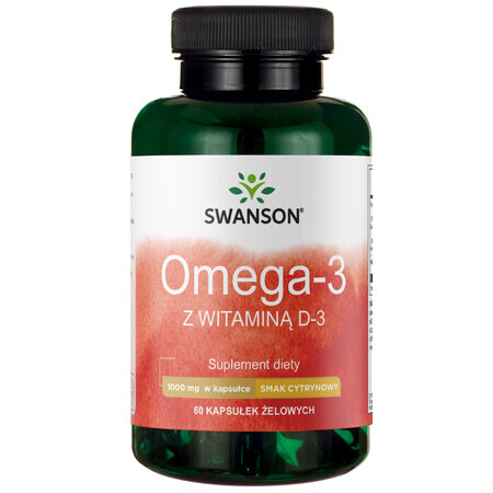 Swanson Omega-3 Fischöl &amp; Vitamin D, Zitronengeschmack, 60 Gelkapseln