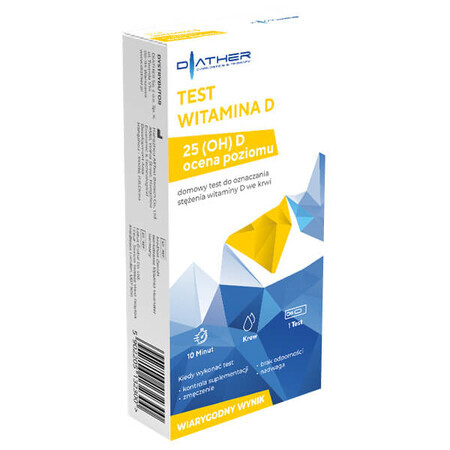 Diather Test vitamina D, test domiciliare per la determinazione della concentrazione di vitamina D nel sangue, 1 pezzo 