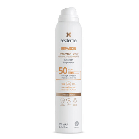 Sesderma Repaskin, spray de protecție solară transparentă, SPF 50, 200 ml