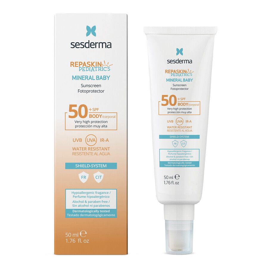 Sesderma Repaskin Pediatrics, mineralisches Sonnenschutzmittel für Kinder unter 3 Jahren, SPF 50+, 50 ml 