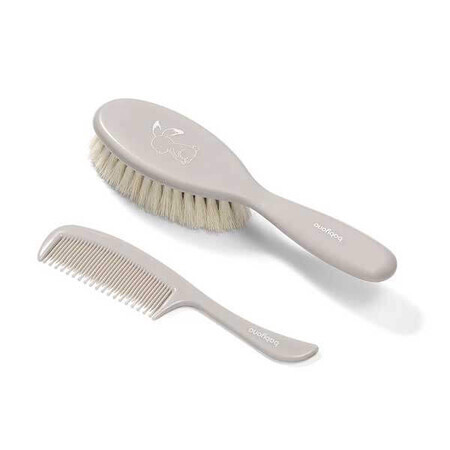 BabyOno Super Soft Natural Bristle Hairbrush and Comb From Birth 568/03 Gray