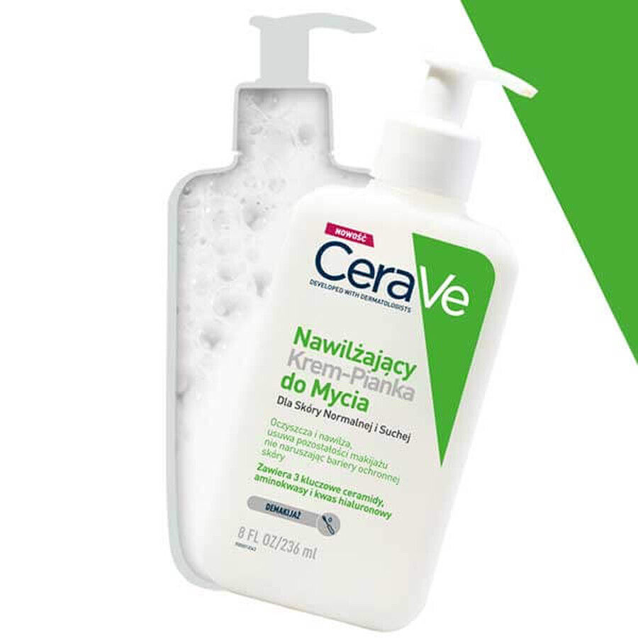 CeraVe, feuchtigkeitsspendende Creme-Schaum-Gesichtsreinigung, normale und trockene Haut, 236 ml