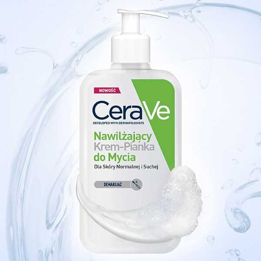 CeraVe, feuchtigkeitsspendende Creme-Schaum-Gesichtsreinigung, normale und trockene Haut, 236 ml