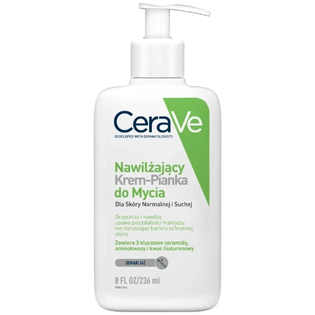CeraVe, hydraterende crème-schuim gezichtswasgel, normale en droge huid, 236 ml