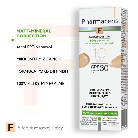 Pharmaceris F Matt-Mineral-Correction, dermofluido mineral matificante, 10 Light, SPF 30, 30 ml