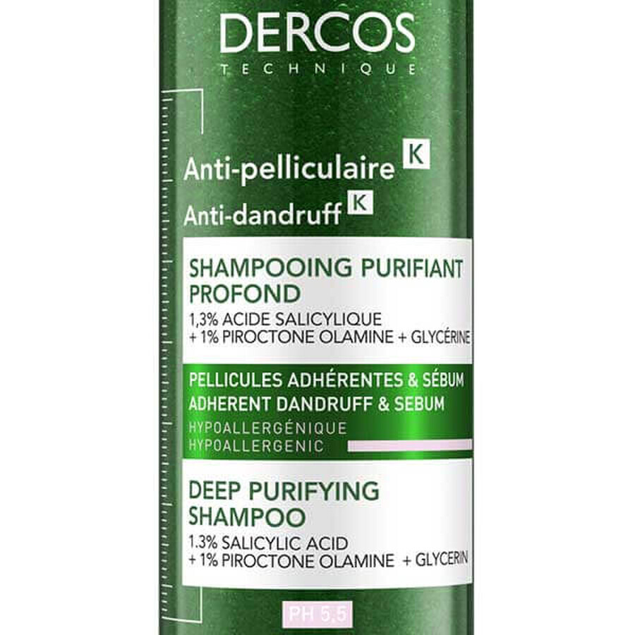 Vichy Dercos Anti Dandruff K, Anti-Schuppen-Shampoo, Tiefenreinigung, 250 ml