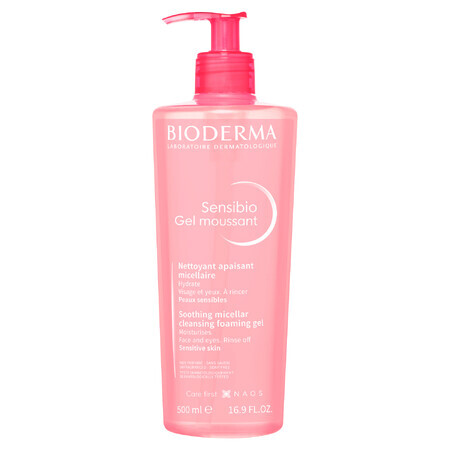 Bioderma Sensibio Gel Moussant, detergente micellare lenitivo per il viso, pelle sensibile e ipersensibile, 500 ml CONFEZIONE ROTTA