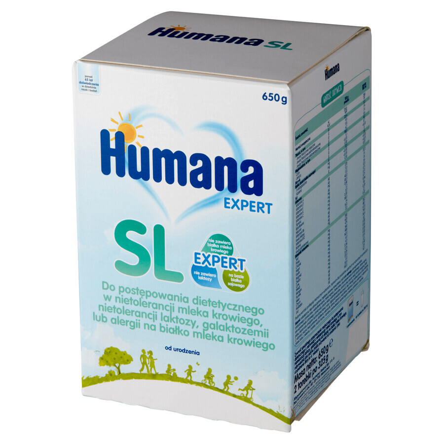 Humana Expert SL, sojafreie Milchnahrung für Säuglinge mit Kuhmilchunverträglichkeit, ab Geburt, 650 g