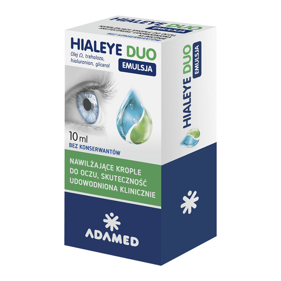 Hialeye Duo Emulsion, feuchtigkeitsspendende Augentropfen, 10 ml