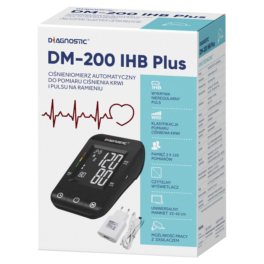 Diagnosis Diagnostic DM-200 IHB Plus, automatisches Oberarm-Blutdruckmessgerät, mit Netzteil