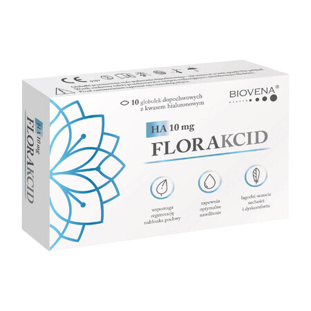 Florakcid HA 10 mg, vaginal globules, 10 units