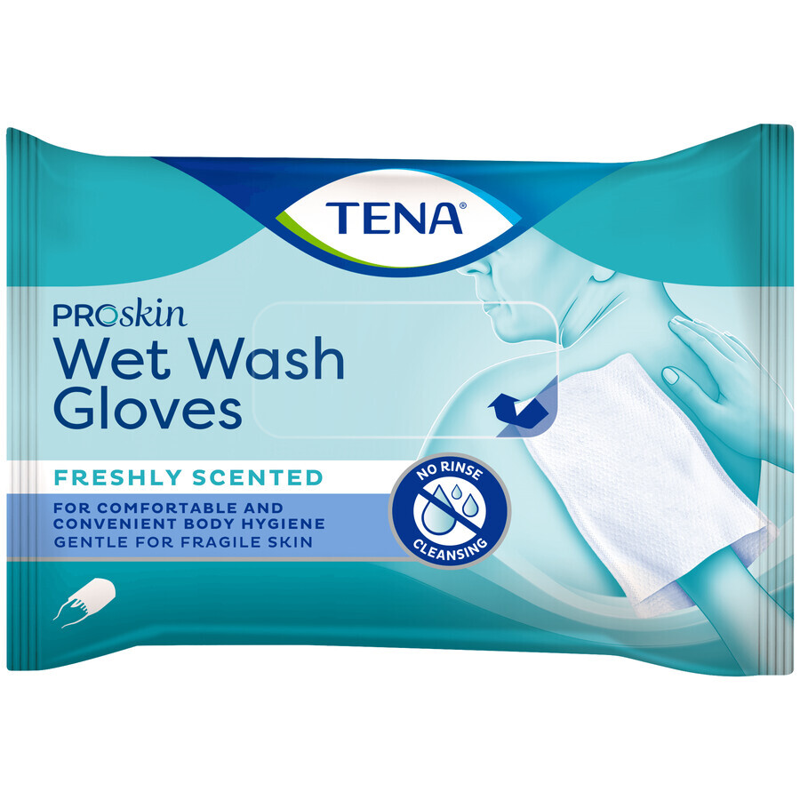 Tena ProSkin Wet Wash Guantes, toallitas higiénicas humedecidas, 8 unidades